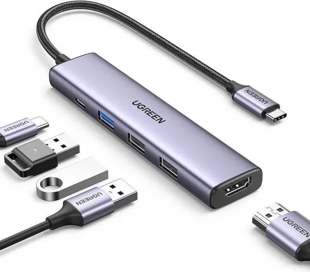 Main image of UGREEN Revodok 105 USB C Hub 5 in 1 Multiport Adapter 4K HDMI, 100W Power Delivery, 3 USB-A Data Ports, USB C Dongle for MacBook Pro/Air, iPad Pro, iMac, iPhone 15 Pro/Pro Max, XPS, Thinkpad