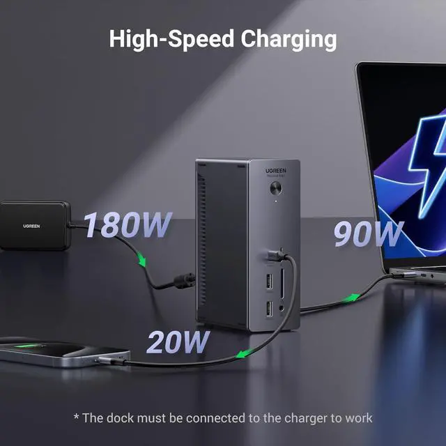 Alt view image 7 of 7 - UGREEN Revodok Max 213 Thunderbolt 4 Dock, 13-in-1 40Gbps Docking Station with Dual 4K@60Hz or Single 8K Display, 90W Charging for Laptop, 2.5GbE, SD/TF 4.0 for MacBook Windows PC Laptops and More