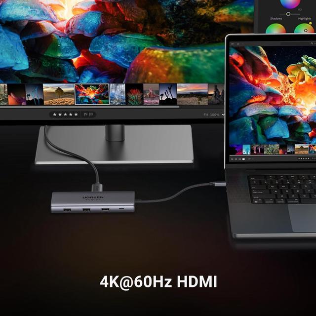 Alt view image 4 of 7 - UGREEN USB C Hub 9 in 1 10Gbps USB C 3.2 & USBA 3.2 4K 60Hz HDMI, 100W Power Delivery, SD/TF Card Reader Gigabit Ethernet for MacBook Pro/Air,iPhone 15 Pro/Pro Max, Thinkpad and More