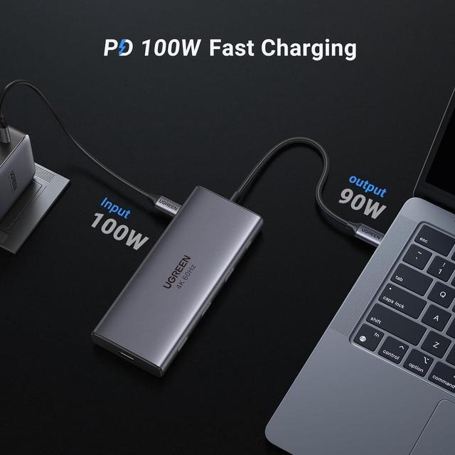 Alt view image 6 of 7 - UGREEN USB C Hub 9 in 1 10Gbps USB C 3.2 & USBA 3.2 4K 60Hz HDMI, 100W Power Delivery, SD/TF Card Reader Gigabit Ethernet for MacBook Pro/Air,iPhone 15 Pro/Pro Max, Thinkpad and More
