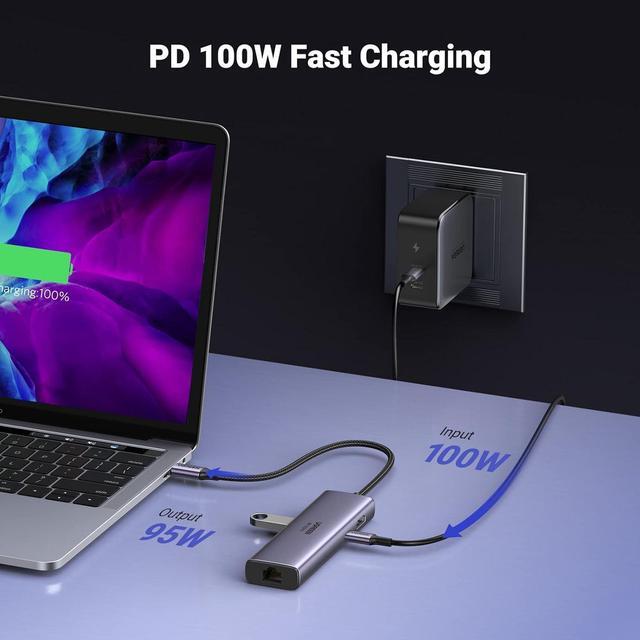 Alt view image 5 of 7 - UGREEN USB C Hub 7 in 1 Gigabit Ethernet 4K@60Hz HDMI, 100W PD Charging, SD/TF Card Reader, 2 USB A Data Ports Compatible with Mac M1, M2, M3, iPad, iPhone 15 Pro/Pro Max, Steam Deck