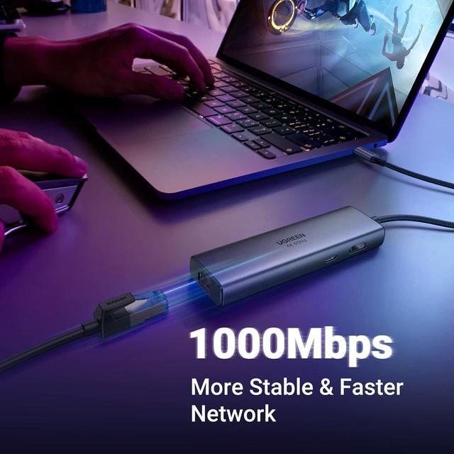 Alt view image 4 of 7 - UGREEN USB C Hub 7 in 1 Gigabit Ethernet 4K@60Hz HDMI, 100W PD Charging, SD/TF Card Reader, 2 USB A Data Ports Compatible with Mac M1, M2, M3, iPad, iPhone 15 Pro/Pro Max, Steam Deck