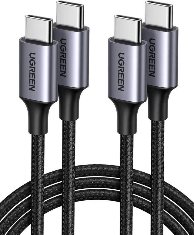 Main image of UGREEN USB C to USB C Cable, 60W 2-Pack 3.3 ft. USB C Cable Nylon Braided for iPhone 15, Samsung Galaxy S24, Google Pixel 7, MacBook Air/Pro, Dell XPS, iPad Pro/Mini 6/Air, Switch, Steam Deck