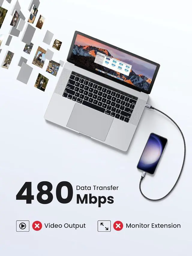 Alt view image 4 of 7 - UGREEN USB C to USB C Cable, 60W 2-Pack 3.3 ft. USB C Cable Nylon Braided for iPhone 15, Samsung Galaxy S24, Google Pixel 7, MacBook Air/Pro, Dell XPS, iPad Pro/Mini 6/Air, Switch, Steam Deck