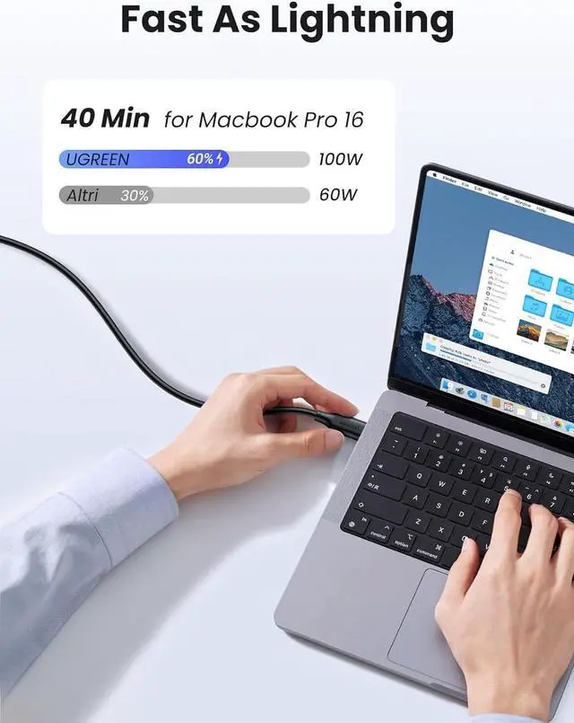 Alt view image 3 of 7 - UGREEN USB C to USB C Cable 3-Pack 10FT , 100W Fast Charge USB C Cable Compatible with iPhone 15/15 Plus/15 Pro/15 Pro Max, MacBook Pro 2022, iPad Pro 2022, Galaxy S24/S23 Ultra, Pixel, Switch,