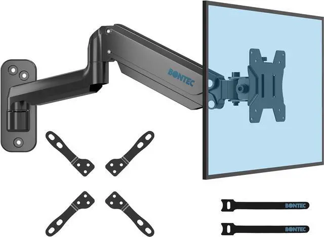 Main image of Monitor Wall Mount Bracket for 13 to 42 Inch Screens, Gas Spring Arm Wall Mount, Height Adjustable Articulating Single Arm Wall Stand with VESA Extended Arm Up to 22.2 Inch, Max VESA 200x200