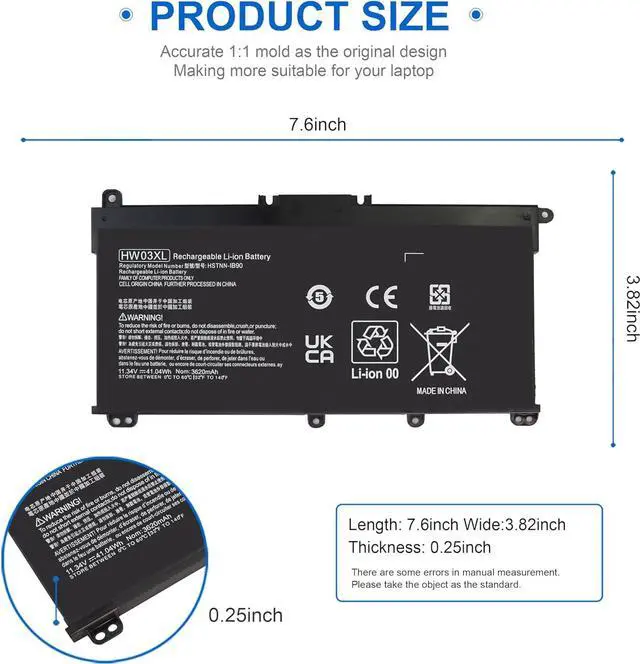 Alt view image 4 of 6 - HW03XL L97300-005 Battery Replacement for HP Pavilion 15-EG 15-EH 17-CN 17-CP 17Z-CP HW03041XL-PL HWO3XL 17-CP3045CL 15-EG1053CL 17-CN1053CL 17Z-CP100 15-EG0XXX 15-EH0XXX 15-EG1025CL 17-CN0XXX