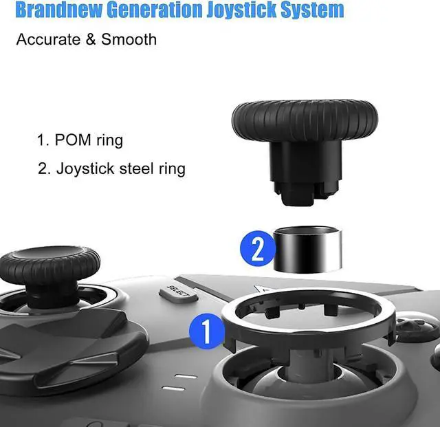 Alt view image 3 of 7 - Vader 3 Wireless Game Controller, Hall Gaming Trigger and Microswitch Trigger Changable, Carbon Film Rocker, Dual-Motor Vibration, 3ms Ultra-Low Latency, 500Hz High Polling Rate, controller