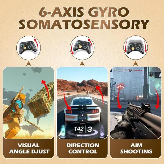 Alt view image 5 of 7 - Wireless Switch Controller, Switch Pro Controllers for Nintendo Switch/Lite/OLED, Switch Remote Gamepad with Headset Jack/RGB Light/Macro Setting/Wake up/Turbo/Adjustable Dual-Motor Vibration