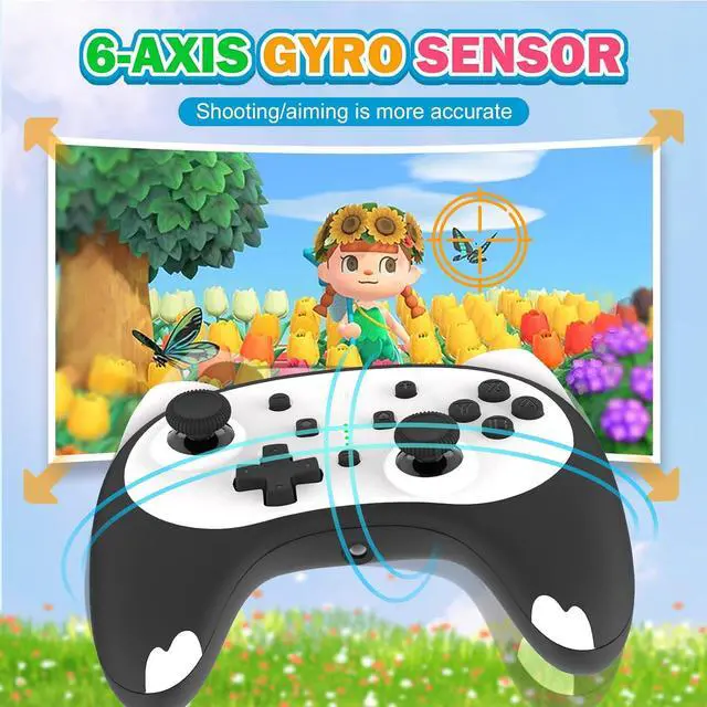 Alt view image 2 of 7 - Cute Switch Controller, Bluetooth Cartoon Kitten Nintendo Switch Controllers Wireless, Kawaii Light Switch Gaming PC Controller with TURBO/Double Vibration Function (Black)