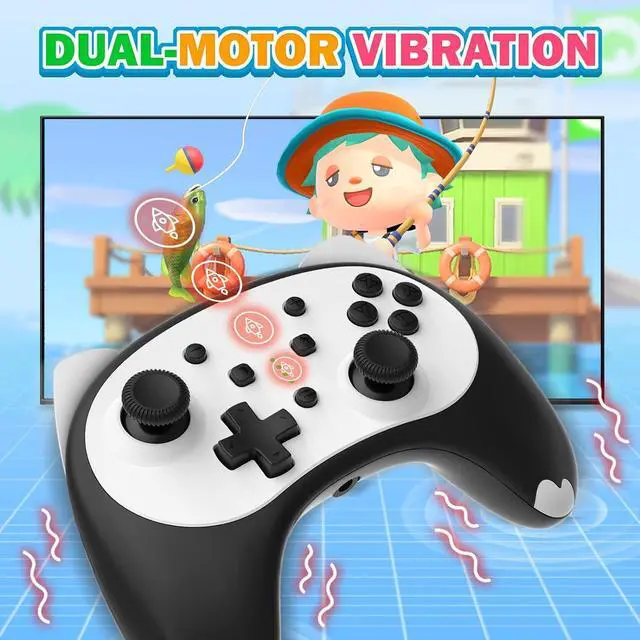 Alt view image 3 of 7 - Cute Switch Controller, Bluetooth Cartoon Kitten Nintendo Switch Controllers Wireless, Kawaii Light Switch Gaming PC Controller with TURBO/Double Vibration Function (Black)