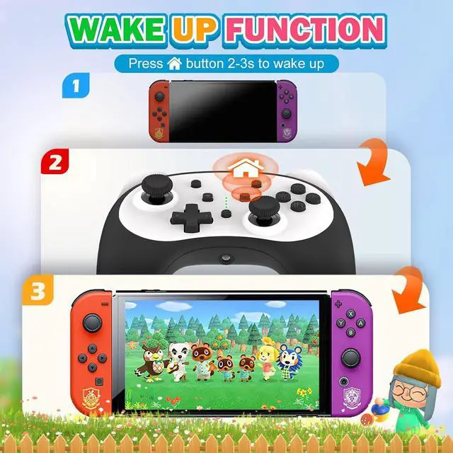 Alt view image 4 of 7 - Cute Switch Controller, Bluetooth Cartoon Kitten Nintendo Switch Controllers Wireless, Kawaii Light Switch Gaming PC Controller with TURBO/Double Vibration Function (Black)
