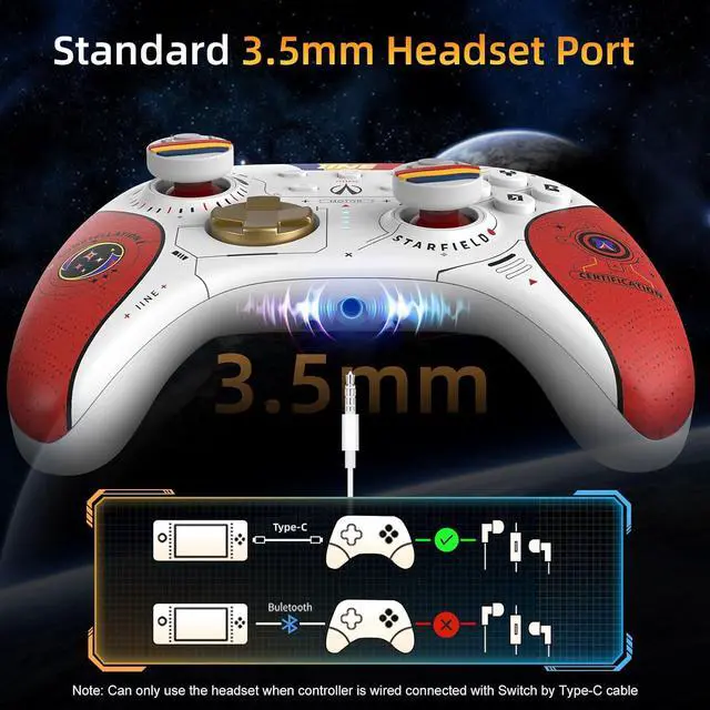 Alt view image 5 of 7 - Switch Pro Controller with Hall Effect Joystick/Trigger, Wireless Switch Controller for PC/Switch/Steam/Tablet/Phone, Switch Remote Gamepad with NFC/Motion Sense/Macro/Wake-up/Rumble
