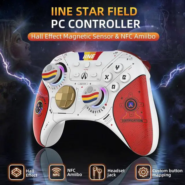 Alt view image 2 of 7 - Switch Pro Controller with Hall Effect Joystick/Trigger, Wireless Switch Controller for PC/Switch/Steam/Tablet/Phone, Switch Remote Gamepad with NFC/Motion Sense/Macro/Wake-up/Rumble