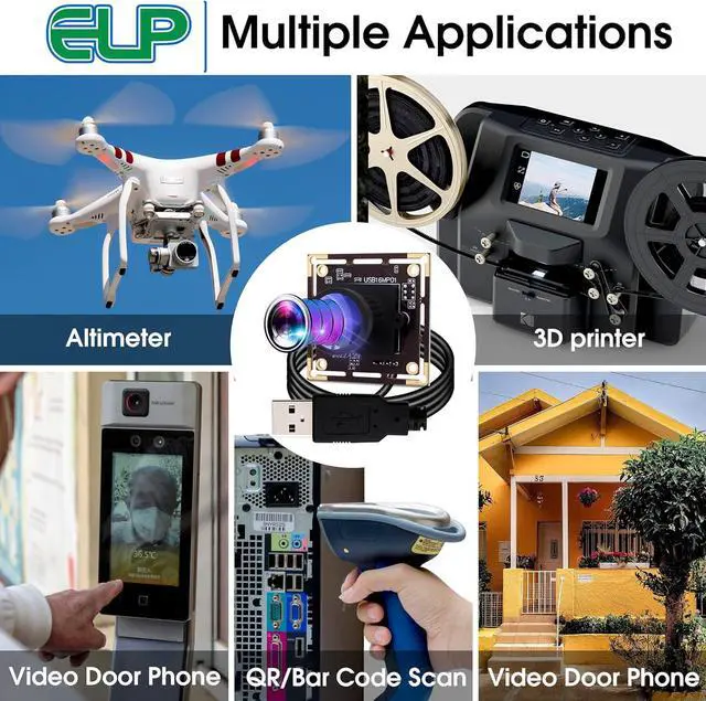 Alt view image 7 of 7 - 16MP Wide Angle USB Camera Module for Raspberry Pi and Computer 4K Mini UVC USB2.0 Video Webcam Board with 118degree No Distortion Lens IMX298 Industrial PC Lightburn Camera for Laptop,Jetson Nano