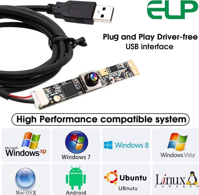Alt view image 6 of 7 - 16MP Autofocus USB Camera with Microphone for Computer Mini UVC USB2.0 Lightburn Camera Micro USB Security PC Camera Module Laser Engraver Webcam Board (100degree No Distortion Lens)