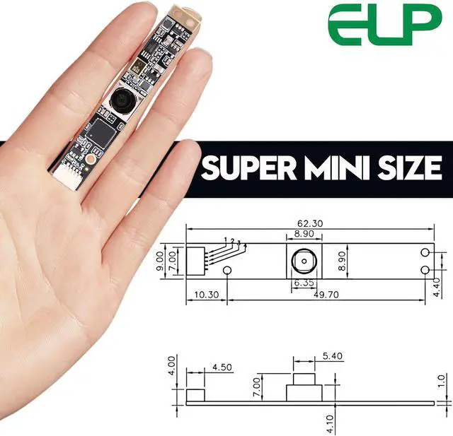 Alt view image 2 of 7 - 16MP Autofocus USB Camera with Microphone for Computer Mini UVC USB2.0 Lightburn Camera Micro USB Security PC Camera Module Laser Engraver Webcam Board (100degree No Distortion Lens)