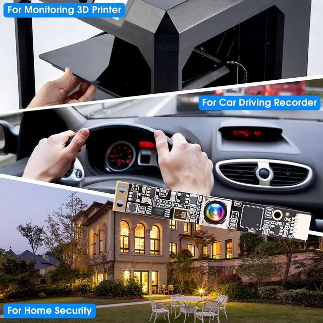 Alt view image 7 of 7 - 16MP Autofocus USB Camera with Microphone for Computer Mini UVC USB2.0 Lightburn Camera Micro USB Security PC Camera Module Laser Engraver Webcam Board (100degree No Distortion Lens)
