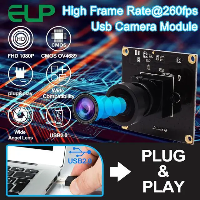 Alt view image 3 of 7 - USB with Camera 2.9mm Wide Angle Lens 1080P Free Driver Camera Module,260FPS@360P 120FPS@720P 60FPS@1080P High Frame Webcam,USB Camera Linux Windows Android Mac Os