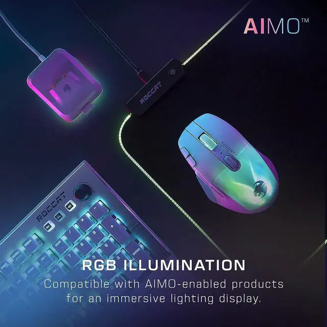 Alt view image 3 of 7 - ROCCAT Kone XP Air  Wireless Customizable Ergonomic RGB Gaming Mouse, 19K DPI Optical Sensor, 100-hour Battery & Charging Dock, 29 Programmable Inputs & AIMO RGB Lighting, 4D Wheel  Black