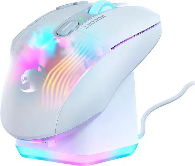 Main image of ROCCAT Kone XP Air  Wireless Customizable Ergonomic RGB Gaming Mouse, 19K DPI Optical Sensor, 100-hour Battery & Charging Dock, 29 Programmable Inputs & AIMO RGB Lighting, 4D Wheel  White