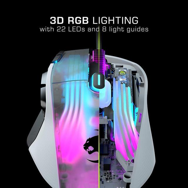 Alt view image 2 of 7 - ROCCAT Kone XP PC Gaming Mouse with 3D AIMO RGB Lighting, 19K DPI Optical Sensor, 4D Krystal Scroll Wheel, Multi-Button Design, Wired Computer Mouse  White