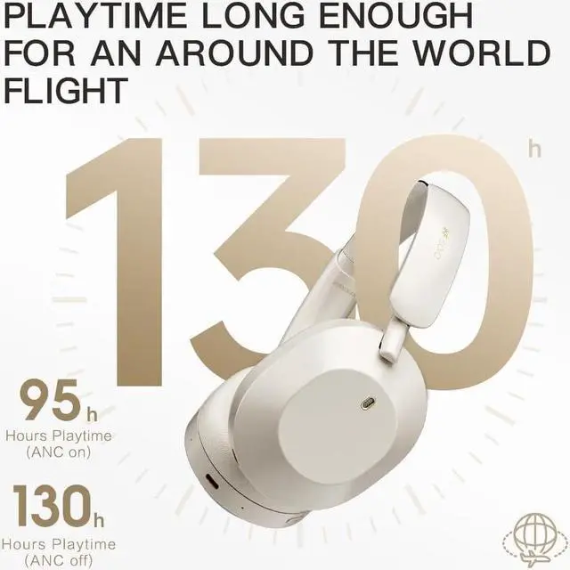 Alt view image 4 of 7 - Wireless Headphones Bluetooth 5.3 Active Noise Cancelling Smart App Control 35ms Low Latency Support Wired Wireless Hi-Res Audio Hi-Fi 130 Hours Playtime (White)