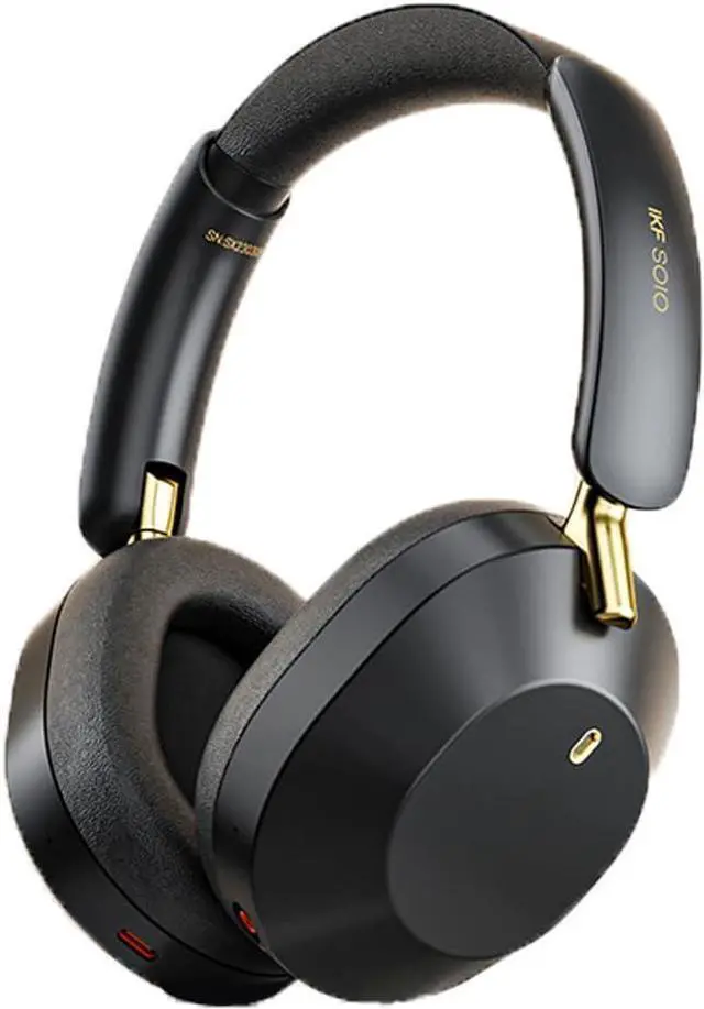 Main image of Solo Hybrid Active Noise Cancelling Headphones,130H Playtime, 6EQ Sound Modes, HiFi Stereo with Microphone, Foldable Lightweight Bluetooth 5.3 Headphones for Travel/Office/Cellphone/PC - Black/Gold