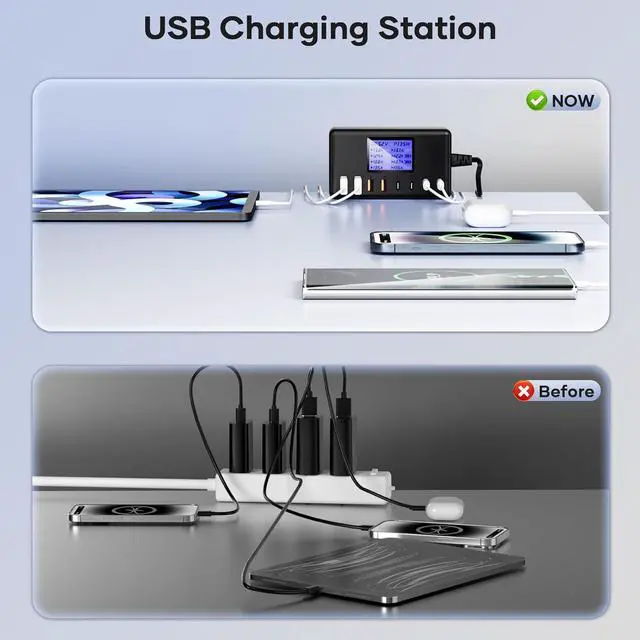 Alt view image 4 of 6 - USB C Charger, slitinto 152W 8-Port Charging Station for Multiple Devices, Multi Charger Station with 4 USB-C & 4 USB-A, Fast Charger for iPhone 15/14/13/12, Samsung S23/S22/S21, Tablet, Desktop