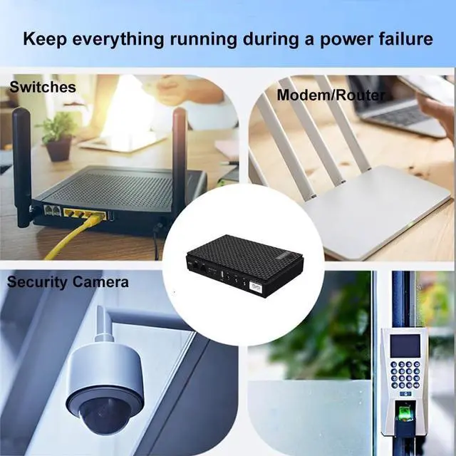 Alt view image 4 of 6 - Mini UPS Battery Backup for Routers,Built-in 10400mAh Rechargeable Surge Protector with POE,Output USB 5V/2A DC 5V/9V/12V 2A for Modem,Security Camera, Smartphones