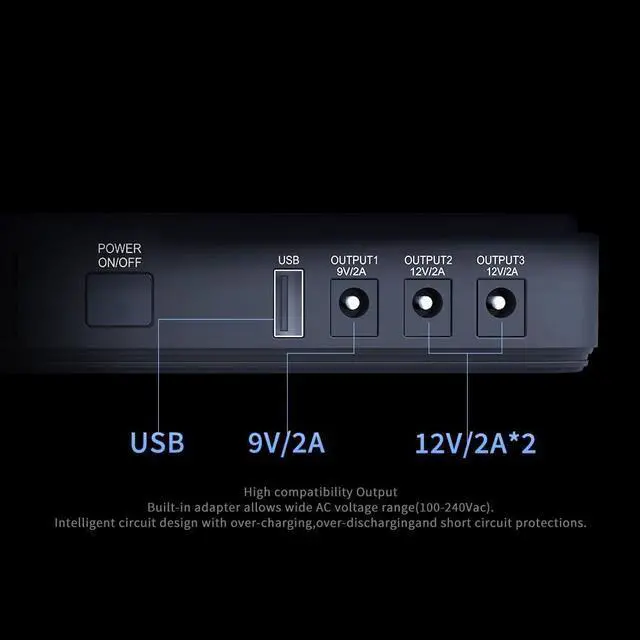 Alt view image 3 of 5 - Mini UPS Battery Backup 10400mAh 38.48Wh,Output USB 5V/2A and DC 12V/2A,Home Small UPS Power Supply for WiFi Router Phone Camera
