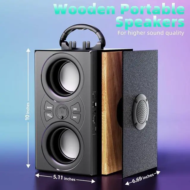 Alt view image 6 of 6 - Portable Bluetooth Speakers, 20W (40W Peak) TWS Wireless Party Speaker with Lights, Deep Bass, Bluetooth 5.0 Speaker with Subwoofer for Party, BBQ, Home, Outdoor, Camping, Tavel