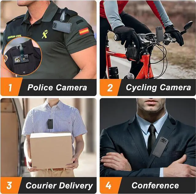 Alt view image 6 of 7 - 64GB Body Camera, 1296P Body Cam (2500mAh) with IR Night Vision, 180° Rotatable Lens and 3 Sturdy Clips, Camcorder with Audio and Video Recording, Ideal for Police Civilians Hikers Cyclists