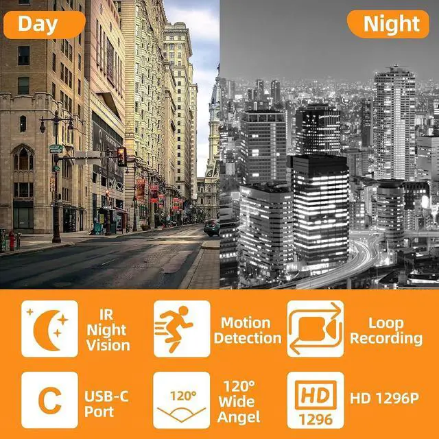 Alt view image 3 of 7 - 64GB Body Camera, 1296P Body Cam (2500mAh) with IR Night Vision, 180° Rotatable Lens and 3 Sturdy Clips, Camcorder with Audio and Video Recording, Ideal for Police Civilians Hikers Cyclists