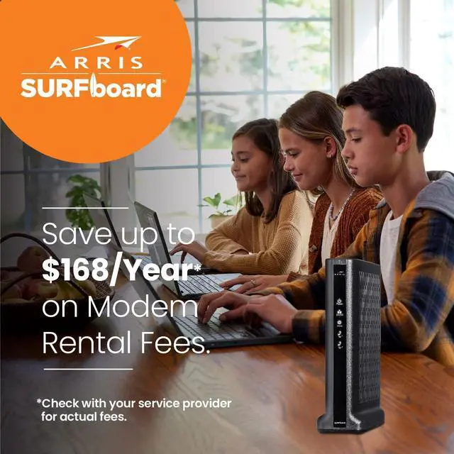 Alt view image 3 of 3 - ARRIS SURFboard SVG2482AC DOCSIS 3.0 Cable Modem & AC2350 Wi-Fi Router , Comcast Xfinity Internet & Voice , Four 1 Gbps Ports , 2 Telephony Ports for Digital Voice , Up to 800 Mbps