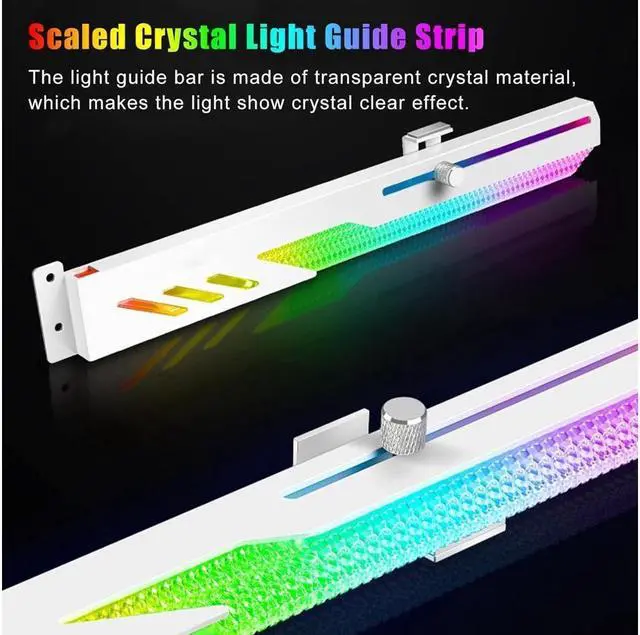 Alt view image 5 of 7 - Graphics Card GPU Support Bracket, 5V 3Pin ARGB Dual Interface & Small 4Pin Interface RGB Video Card Holder, 2 PCIE Slots Easy Installation GPU Bracket for 99% Cases - White