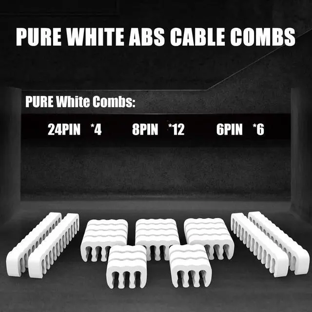 Alt view image 3 of 4 - PSU Cable Extension Kit 30CM Length with Cable Combs 1x24Pin/1x8Pin(4+4) EPS/2x8Pin(6P+2P) PCI-E/PC Sleeved Cable for ATX Power Supply(White)