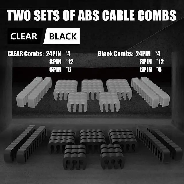 Alt view image 2 of 5 - PSU Cable Extension Kit 30CM Length with Cable Combs 1x24Pin/1x8Pin(4+4) EPS/2x8Pin(6P+2P) PCI-E/PC Sleeved Cable for ATX Power Supply(Black)