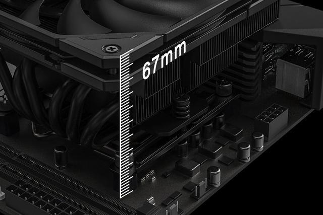 Alt view image 3 of 7 - 67mm Height Low Profile CPU Cooler 6 Heatpipes CPU Air Cooler for HTPCs, ITX, and Small Form Factor Builds, 120x15mm Slim Fan, Support Intel LGA1700/1200/115X, AMD AM5/AM4 ID-COOLING IS-67-XT Black
