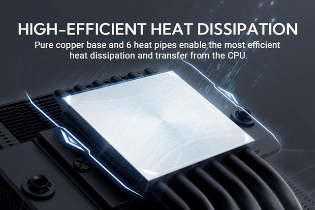 Alt view image 2 of 7 - 67mm Height Low Profile CPU Cooler 6 Heatpipes CPU Air Cooler for HTPCs, ITX, and Small Form Factor Builds, 120x15mm Slim Fan, Support Intel LGA1700/1200/115X, AMD AM5/AM4 ID-COOLING IS-67-XT Black