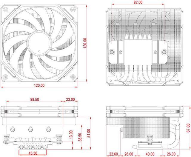 Alt view image 7 of 7 - 67mm Height Low Profile CPU Cooler 6 Heatpipes CPU Air Cooler for HTPCs, ITX, and Small Form Factor Builds, 120x15mm Slim Fan, Support Intel LGA1700/1200/115X, AMD AM5/AM4 ID-COOLING IS-67-XT Black