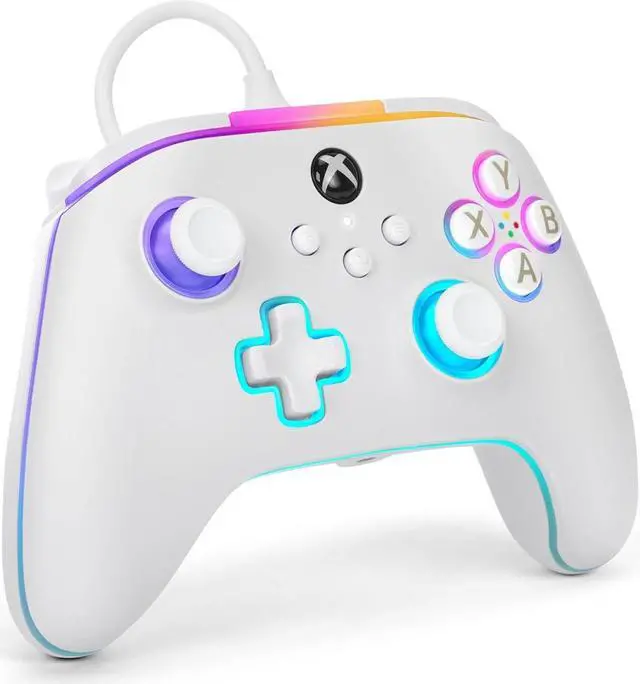 Alt view image 2 of 7 - PowerA Advantage Wired Controller for Xbox Series X|S with Lumectra - White, gamepad, wired video game controller, gaming controller, works with Xbox One and Windows 10/11,Officially Licensed for Xbox