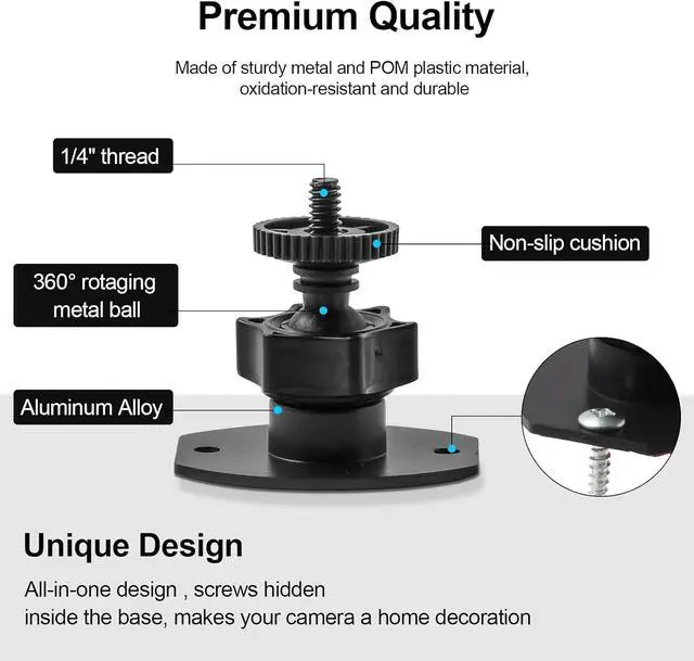 Alt view image 2 of 7 - Wall Mount 1/4 Screw Mini Tripod Stand Holder for Valve Index/HTC Vive/Vive PRO Base Station-Equipped with Strong Double- Sided Adhesive and Screw Set-Drill or Adhensive at Your Own Choice