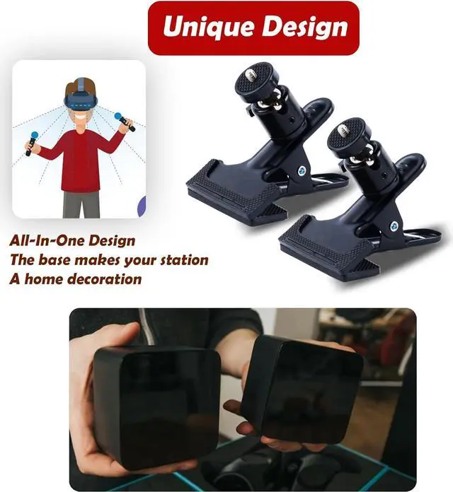 Alt view image 5 of 6 - Wall Mount 1/4 Screw Mini Bracket for HTC Vive/Valve Index/Vive PRO Base Station, Universal Metal Wall Mount Bracket for VR Rift Sensor (Clip-Black)