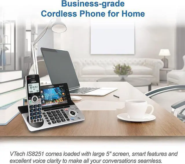 Alt view image 2 of 7 - VTech Business Grade 5-Handset Cordless Phone for Home Office, 5" Color Display, Programmable Short Cut Keys, Smart Call Blocking, Answering System,Bluetooth Connect to Cell