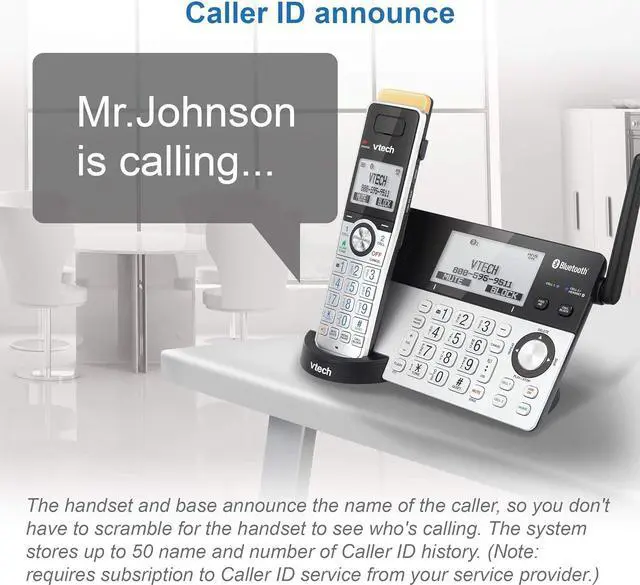 Alt view image 6 of 7 - VTech Super Long Range 5 Handset DECT 6.0 Cordless Phone for Home with Answering Machine, 2300 ft Range, Call Blocking, Bluetooth, Headset Jack, Power Backup, Intercom, Expandable to 12 HS