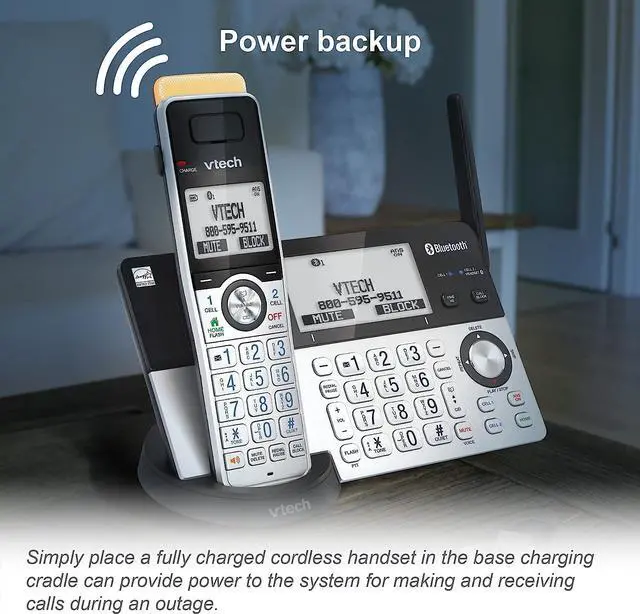 Alt view image 5 of 7 - VTech Super Long Range 5 Handset DECT 6.0 Cordless Phone for Home with Answering Machine, 2300 ft Range, Call Blocking, Bluetooth, Headset Jack, Power Backup, Intercom, Expandable to 12 HS