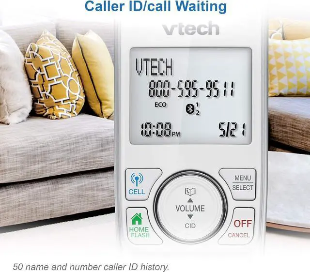 Alt view image 6 of 7 - Vtech VS112-37 DECT 6.0 Bluetooth 3 Handset Cordless Phone for Home with Answering Machine, Call Blocking, Caller ID, Intercom and Connect to Cell (Silver & White)