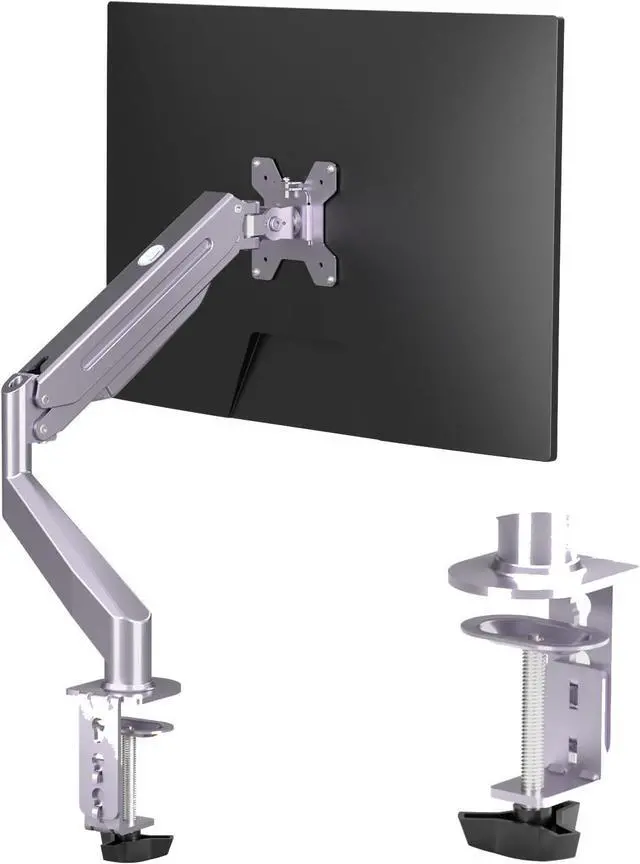 Main image of Monitor Mount Gas Spring Monitor Arm Desk Mount Fully Adjustable Fits 17 20 22 23 24 26 27 inch Monitors Weight Capacity up to 13.2 lbs (Silver)