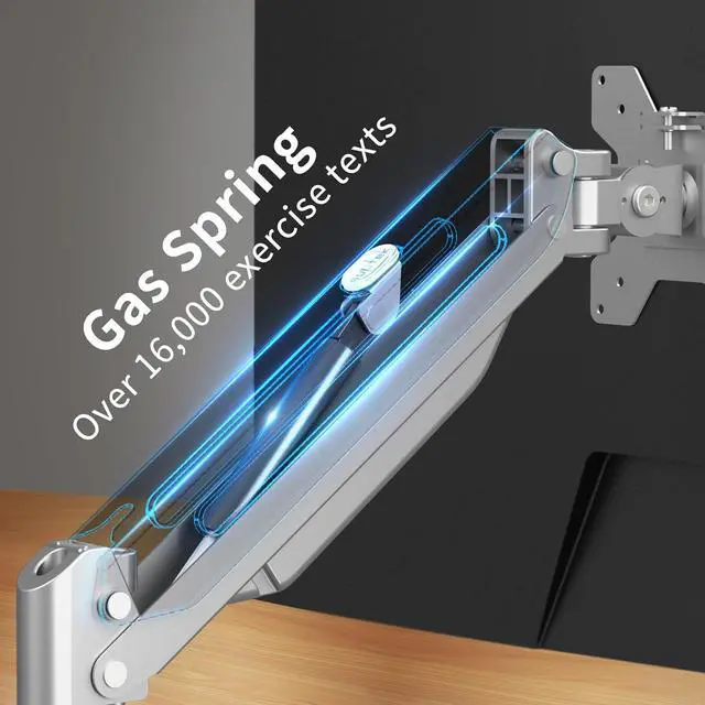 Alt view image 2 of 7 - Monitor Mount Gas Spring Monitor Arm Desk Mount Fully Adjustable Fits 17 20 22 23 24 26 27 inch Monitors Weight Capacity up to 13.2 lbs (Silver)